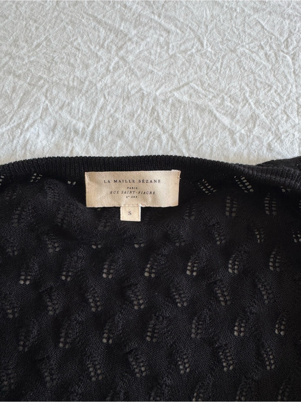 Sézane Black Philippe 100% Cotton Knit Cardigan - Picture 7 of 14